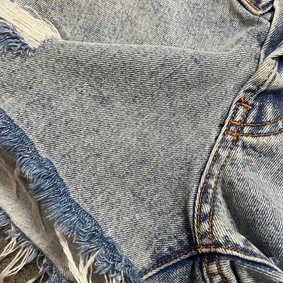 Revice Melrose Jean Shorts 26 Over It Denim Distressed Fold Over Cutoff Frayed - Picture 5 of 7